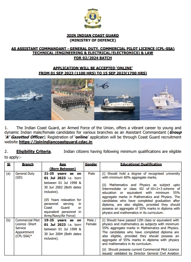 Indian Coast Guard Recruitment 2023